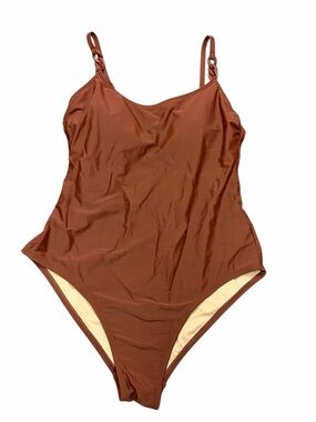 Kona Sol Neutral Tan One Piece Swimsuit Size L Minimalist Swim